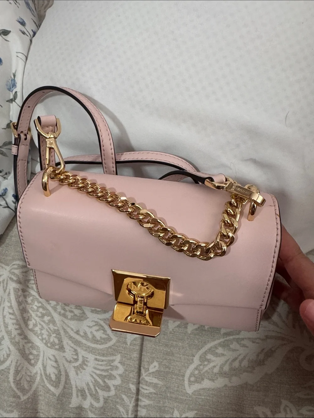 Michael Kors Blush Pink Leather Crossbody with Gold-Tone Hardware